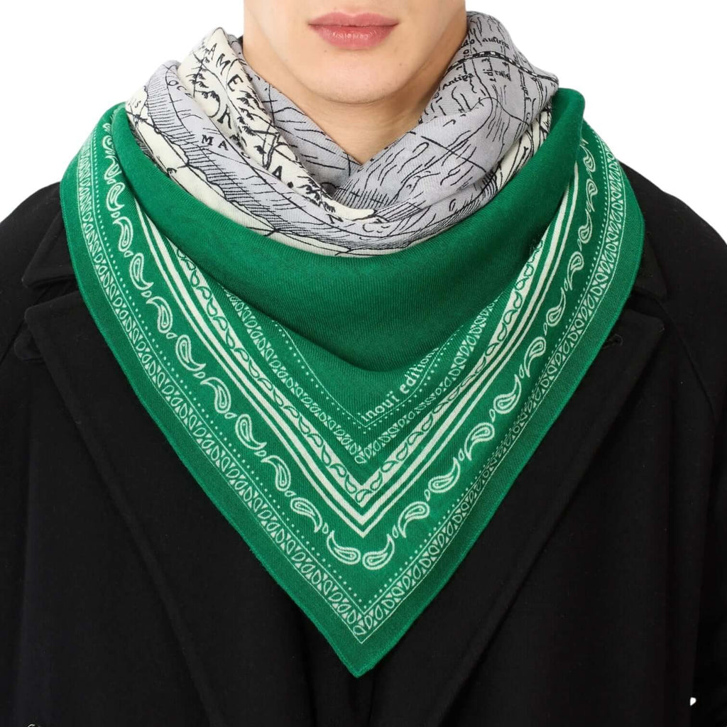Foulard Quadrato Mappemonde Verde