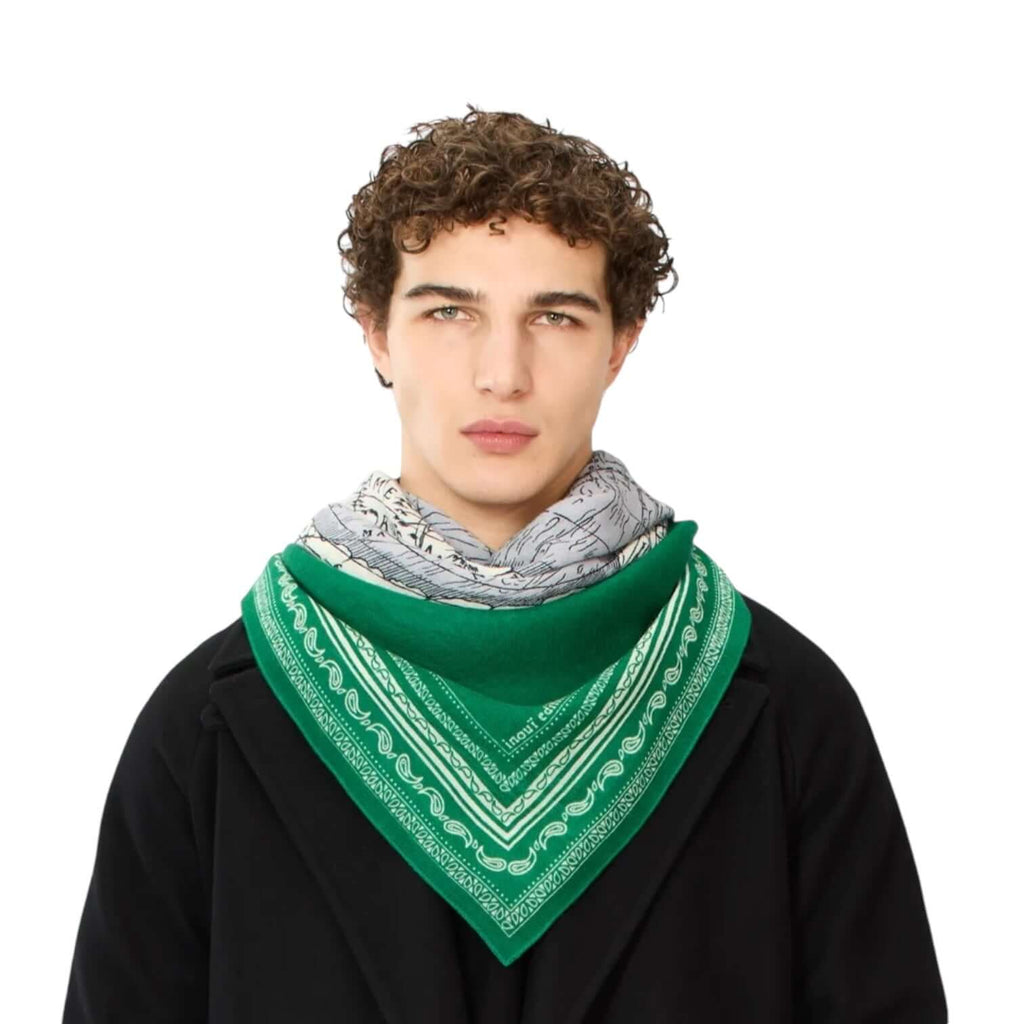 Foulard Quadrato Mappemonde Verde