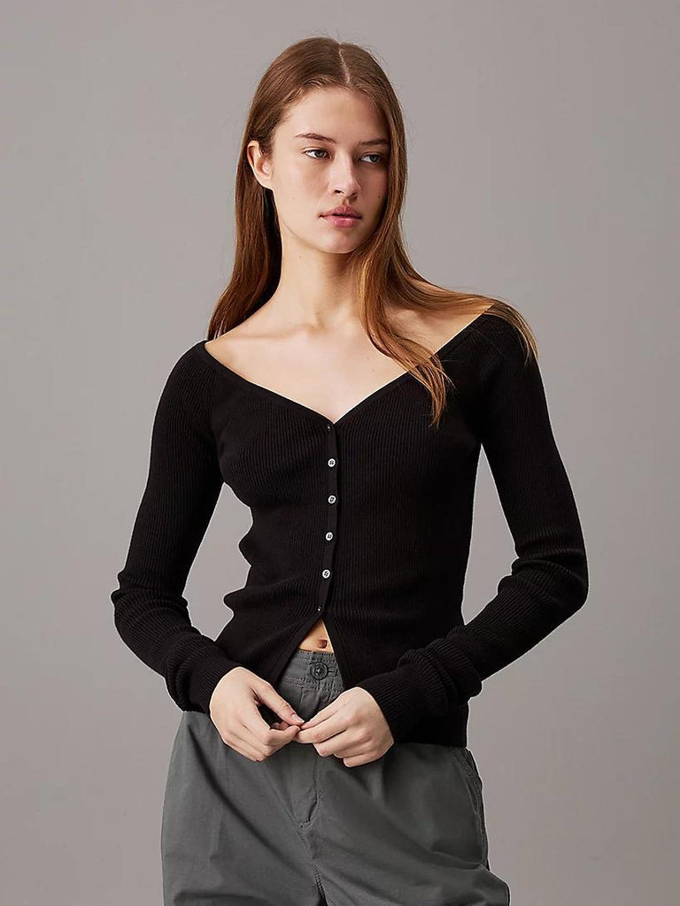 CALVIN KLEIN JEANS BUTTON SWEATER CARDI