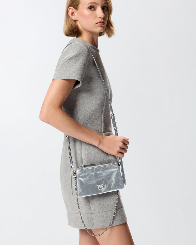 PINKO DOUBLE MINI USED METALLIC LEAT