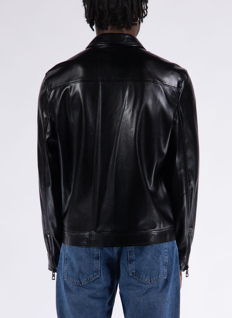GUESS DISTRICT FAUX LTHR ZIP JKT