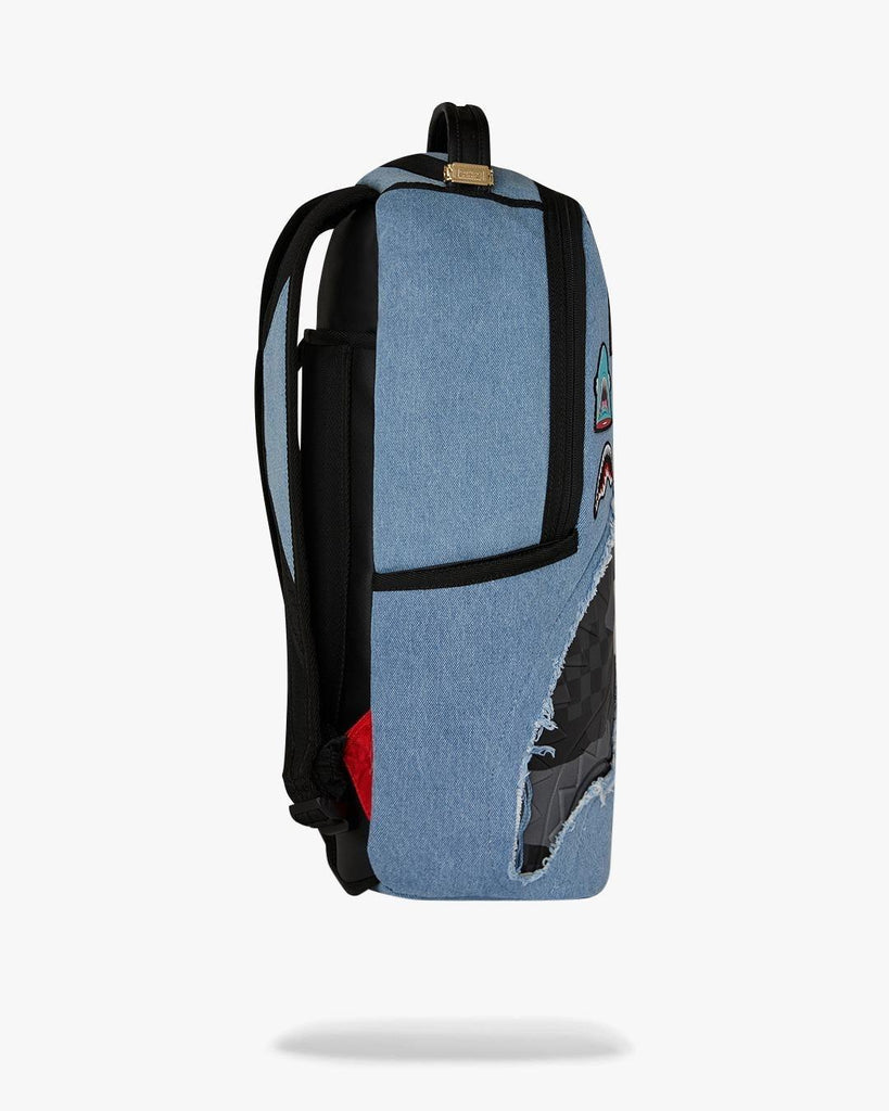 SPRAYGROUND DENIM TEAR 3 AM PATCHES BACKPACK
