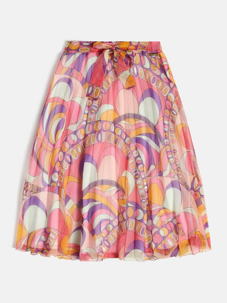 GUESS PLEATED CHIFFON MIDI SKIRT
