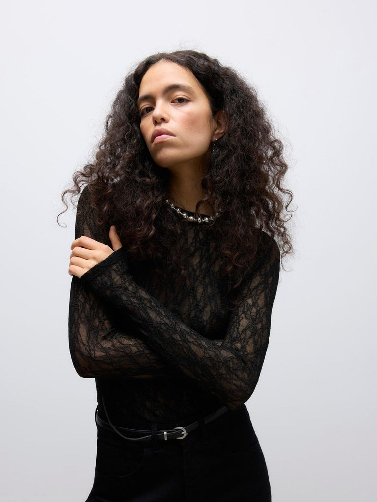 VERO MODA AWTESSY LS O-NECK LACE TOP NOOS