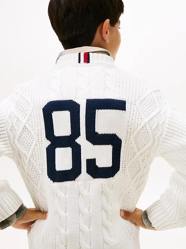 TOMMY HILFIGER COTTON CABLE MIX GRAPHIC SWEAT