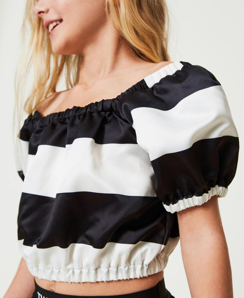 TWINSET BLUSA IN RASO STAMPA RIGHE