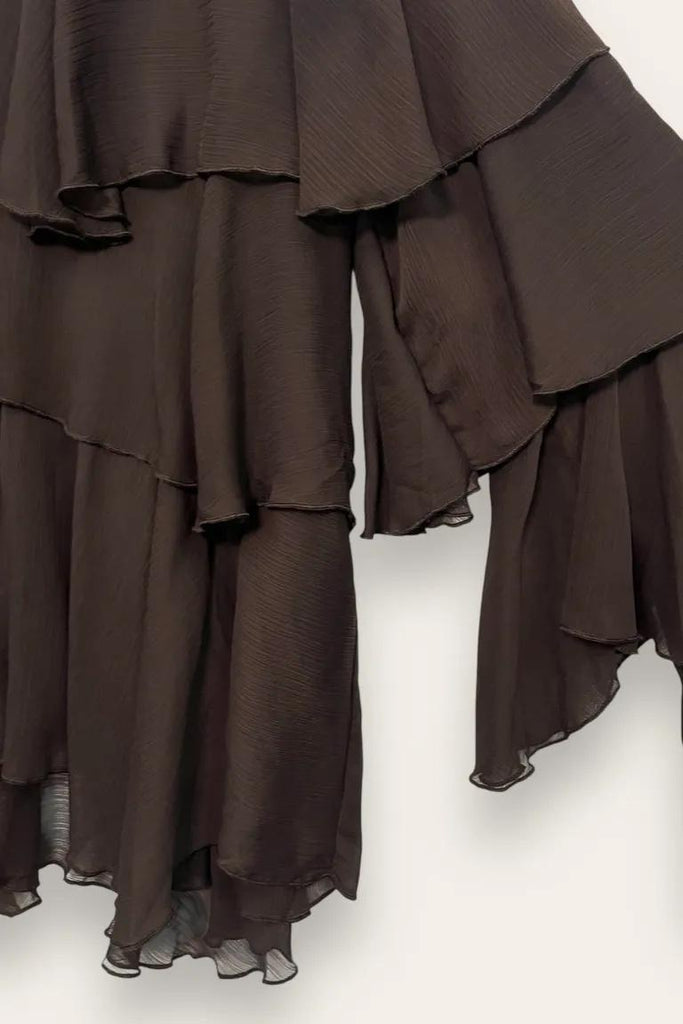 LOVEme Camicia a pipistrello a balze in georgette