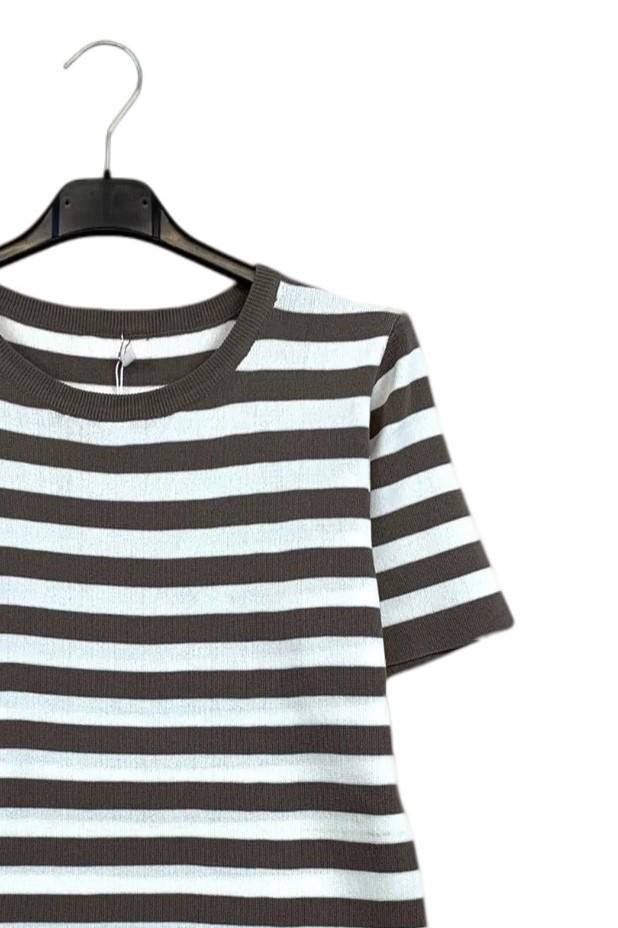 LOVEme Maglietta manica corta rigata in viscosa