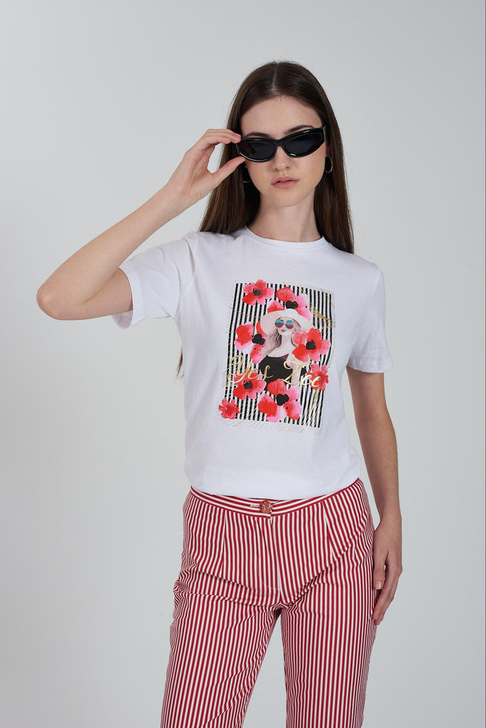 YES ZEE T-SHIRT DONNA CORTA, GIROCOLLO, M/C