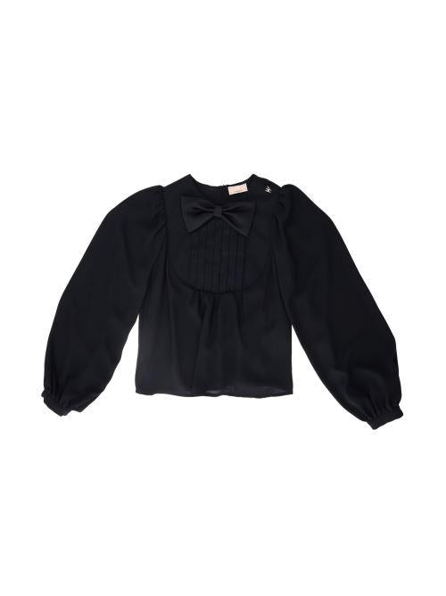 ELISABETTA FRANCHI La Mia Bambina CAMICIA IN GEORGETTE CON PLASTRON E FIOCCO NERO