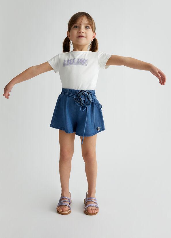 LIU JO PANT.DENIM SHORT C/CINT.FIORE