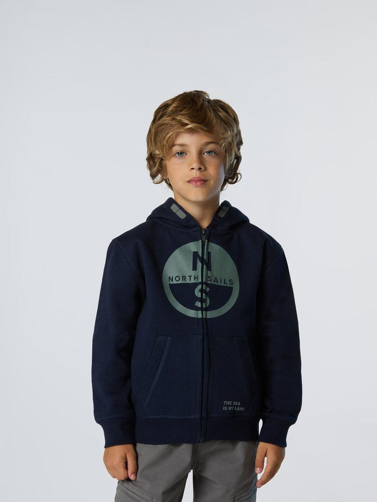 NORTH SAILS HOODED FULL  ZIP SWEATSHIRT W/GRAPHIC