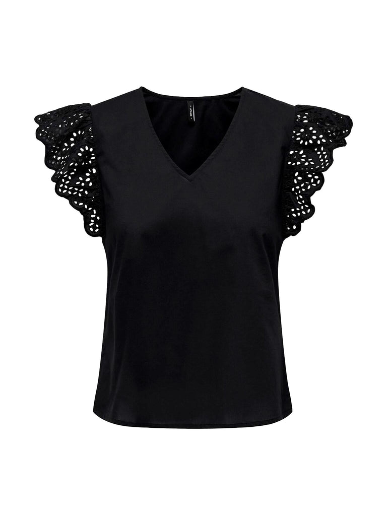 ONLY ONLLOU LIFE EMB S/S FRILL TOP PTM