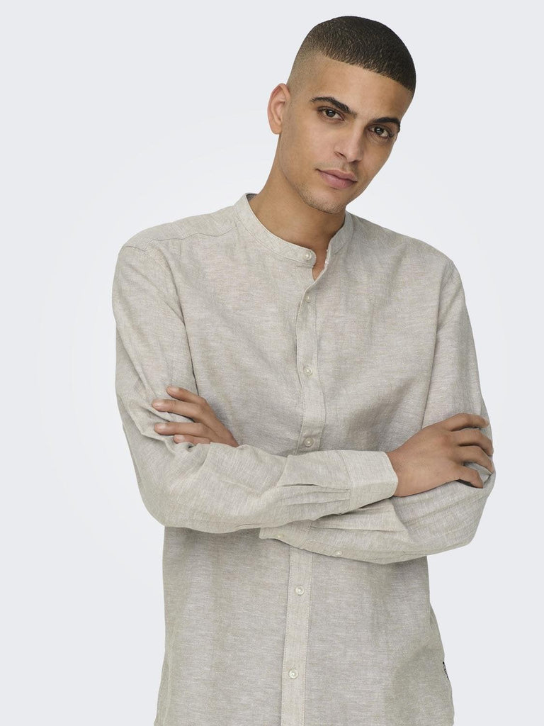 ONLY&SONS ONSCAIDEN LS SOLID LINEN MAO SHIRT NOOS