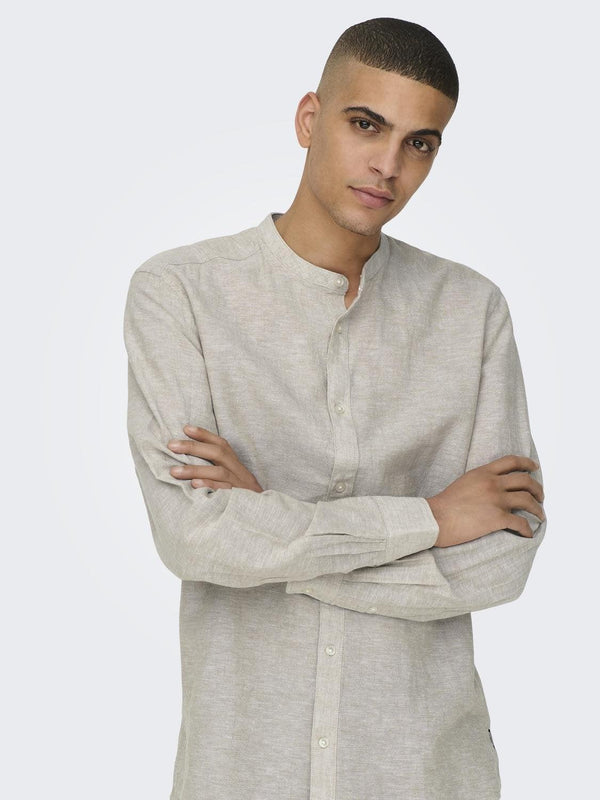 ONLY&SONS ONSCAIDEN LS SOLID LINEN MAO SHIRT NOOS