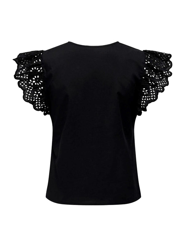 ONLY ONLLOU LIFE EMB S/S FRILL TOP PTM
