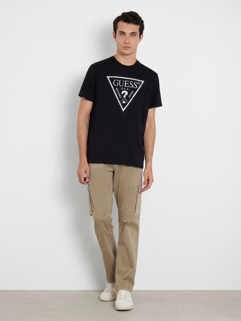 GUESS SS BSC PATCHWORK EMBO LOGO TEE