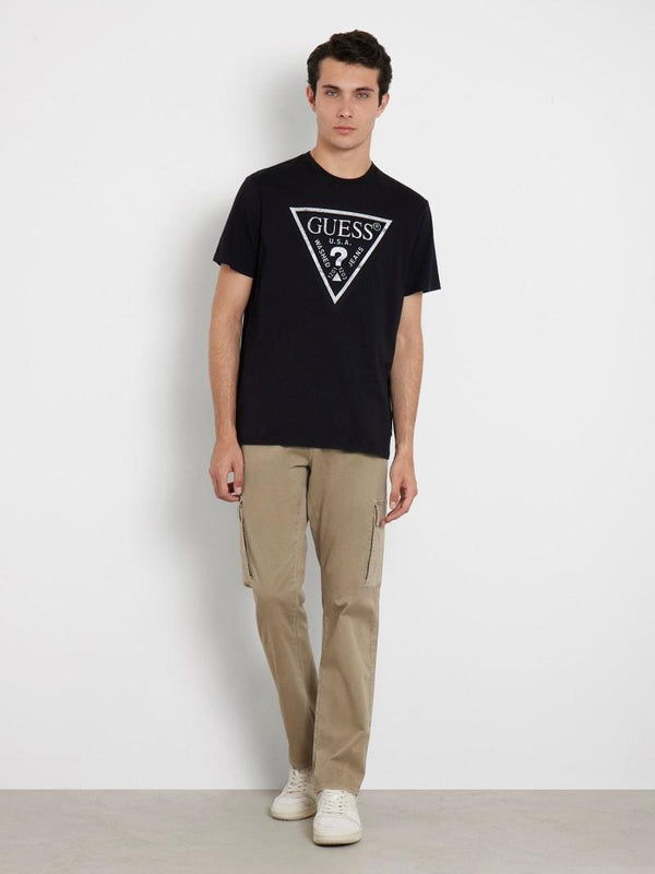 GUESS SS BSC PATCHWORK EMBO LOGO TEE