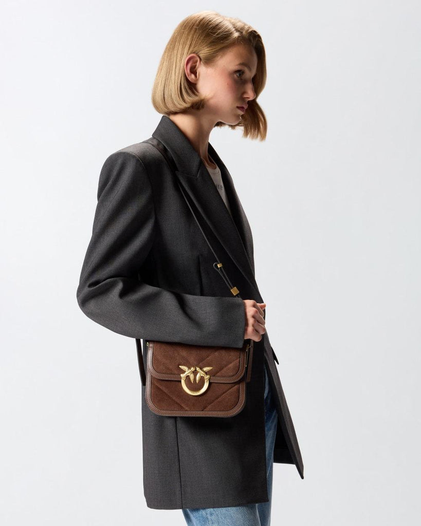 PINKO LOVE BOX BAG FL MINI SUEDE + V