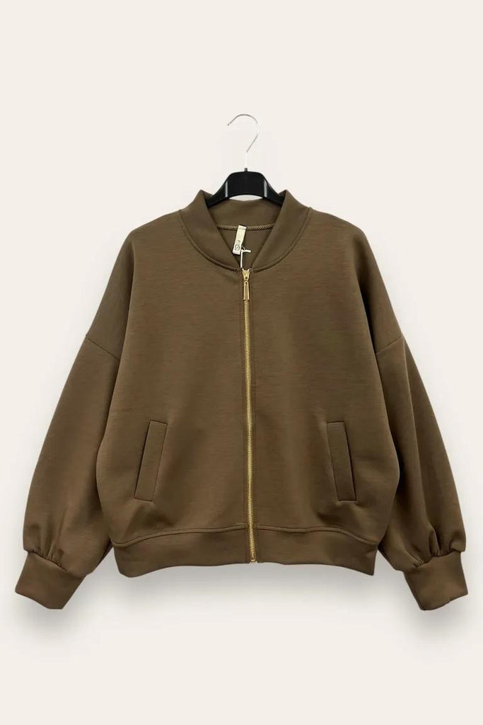 LOVEme Felpa bomber in scuba, zip e tasche
