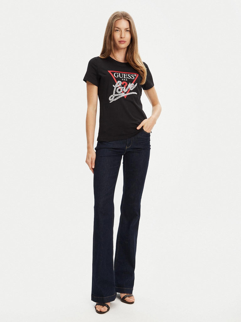 GUESS SS CN PEARLS LOVE TRIANGLE TEE