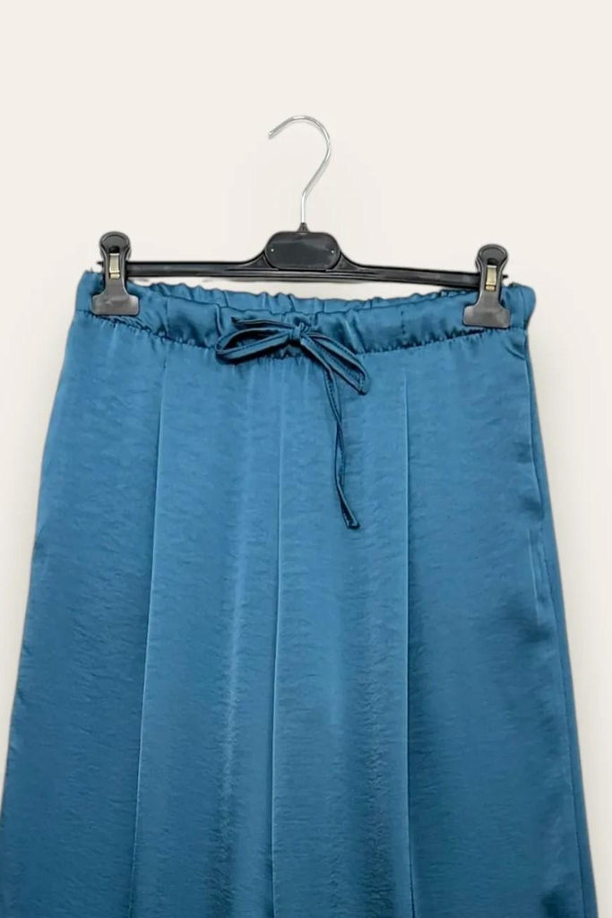 LOVEme Pantalone in raso con finto risvolto