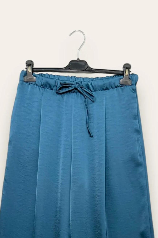 LOVEme Pantalone in raso con finto risvolto