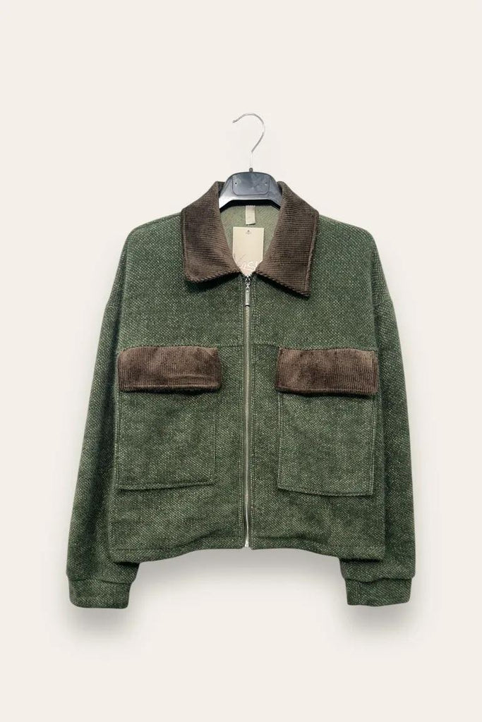 LOVEme Giacca pelosetta con colletto e tasche in velluto