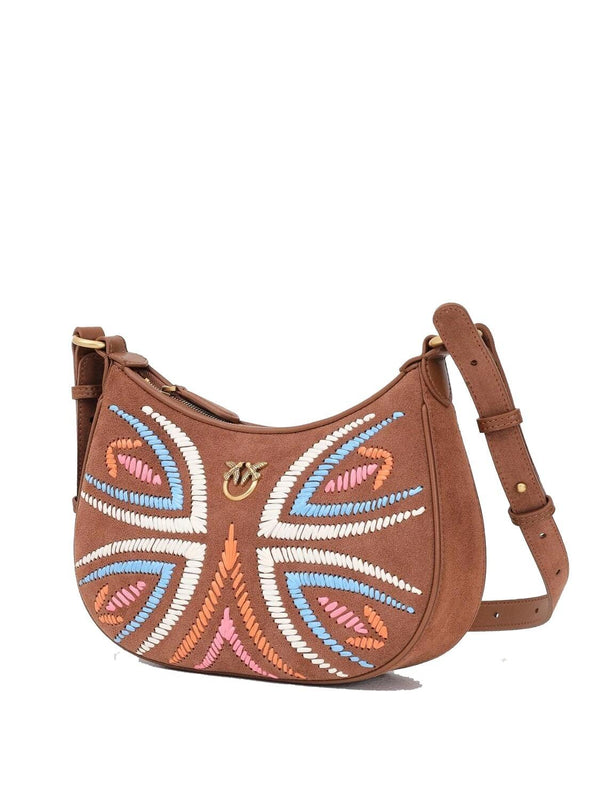 PINKO HALF MOON MINI FL SUEDE + RICA