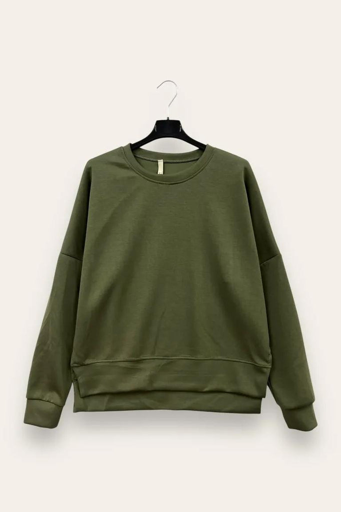 LOVEme Felpa girocollo in scuba, più lunga dietro