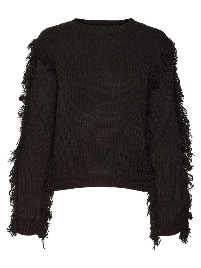 VERO MODA VMGIANNA LS O-NECK SHORT FRINGE PULLOVER