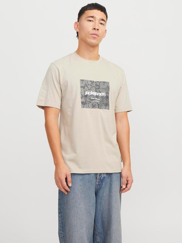 JACK AND JONES JCOTARMAC CAMO FRONT TEE SS CREW NECK