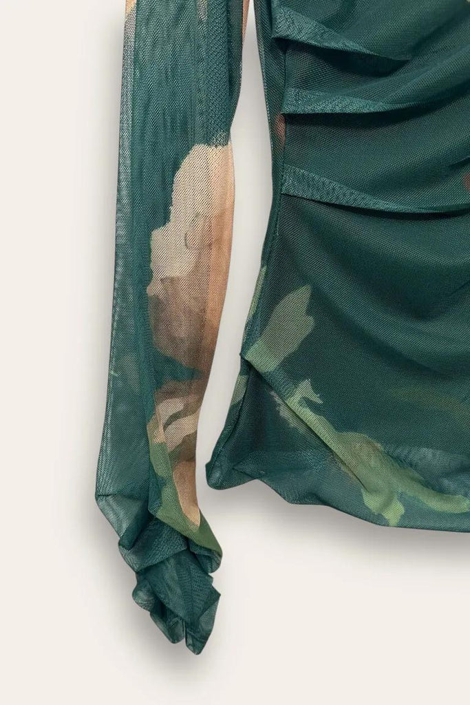 LOVEme Maglietta in tulle in fantasia, con drappeggio