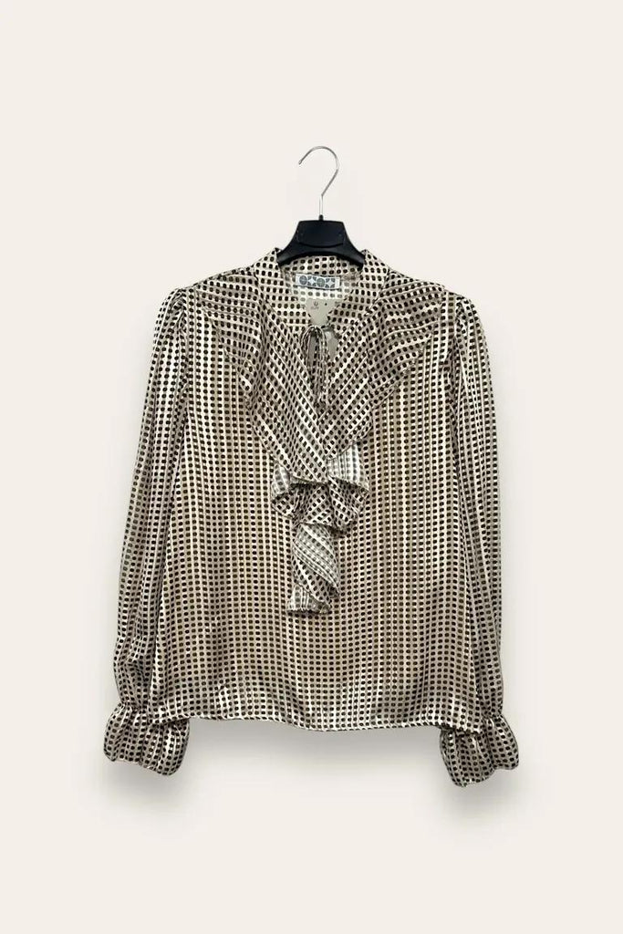 LOVEme Blusa in georgette con lurex e volant