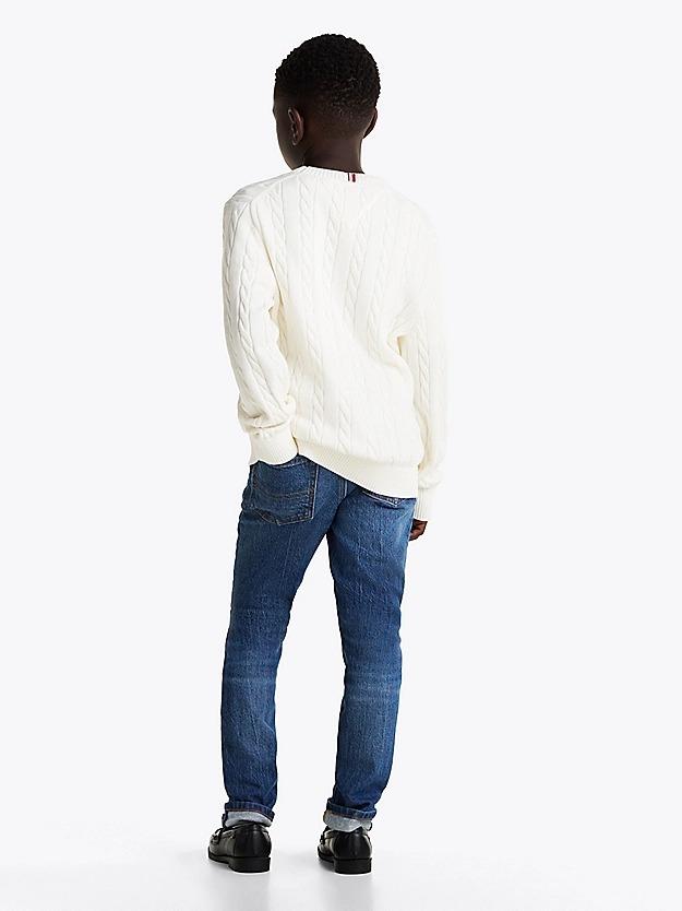 TOMMY HILFIGER CREW NECK COTTON CABLE SWEATER