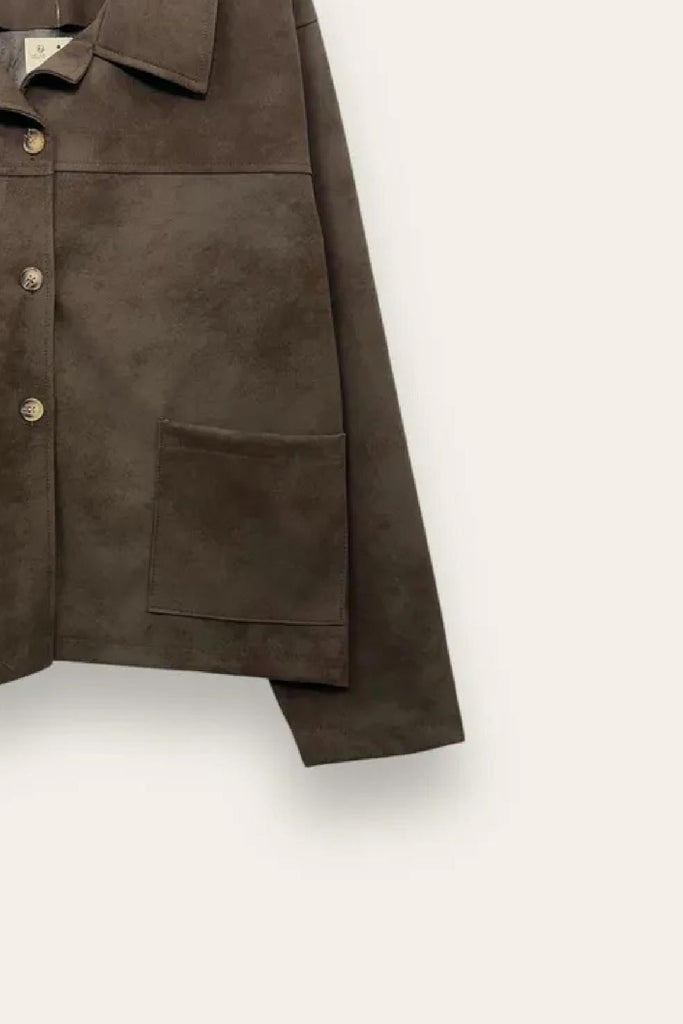 LOVEme Giacca ecopelle cerata con due tasche davanti