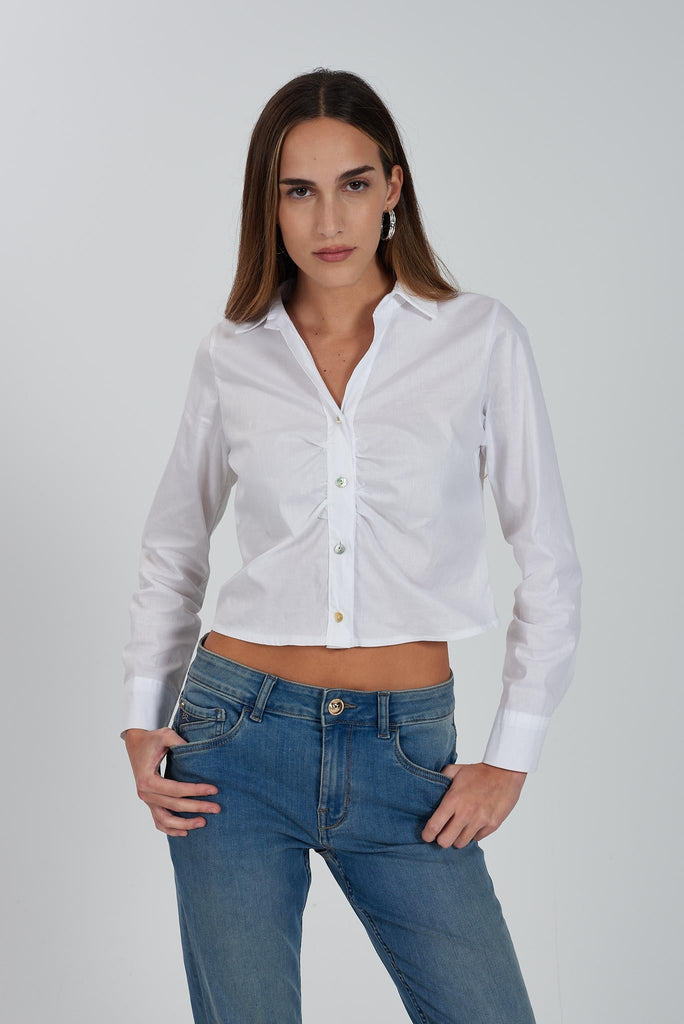 YES ZEE CAMICIA DONNA CON ARRICCIO SUL DAVANTI, M/L