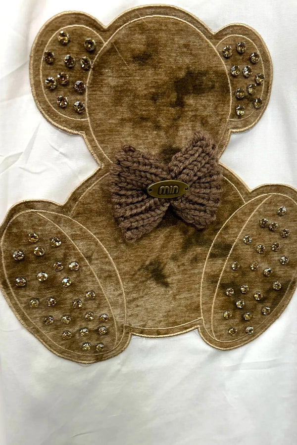 LOVEme Camicia over con orso applicato e strass