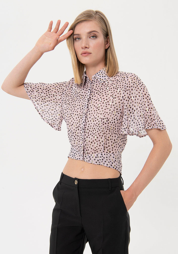 FRACOMINA CROPPED SHIRT PINKHEARTPRINT