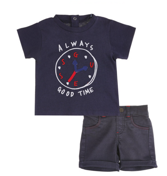 GUESS SET LS TSHIRT+BULL DENIM SHORT