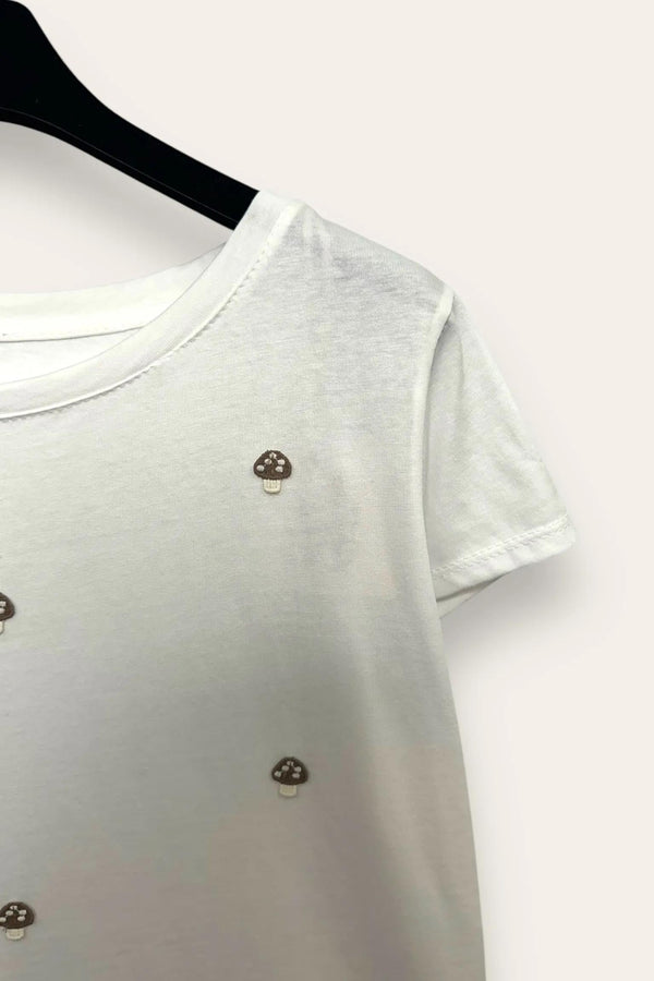 LOVEme T-shirt con ricamo appliccato funghetti
