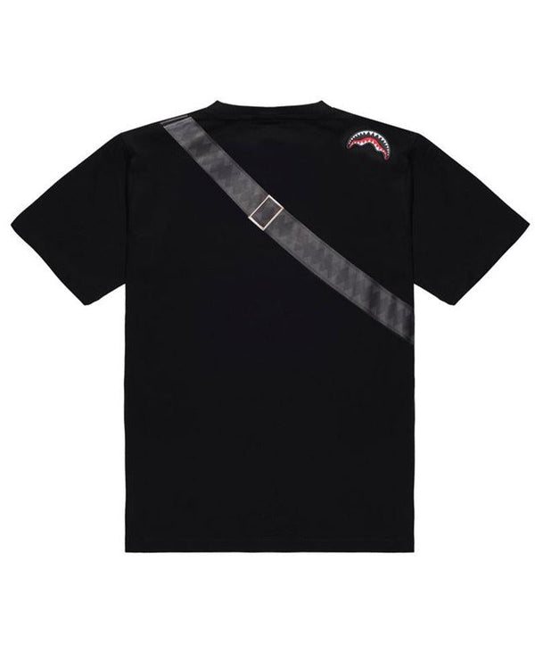 SPRAYGROUND TAKEOVER THE THRONE BACKPACK SLING BLACK T-SHIRT