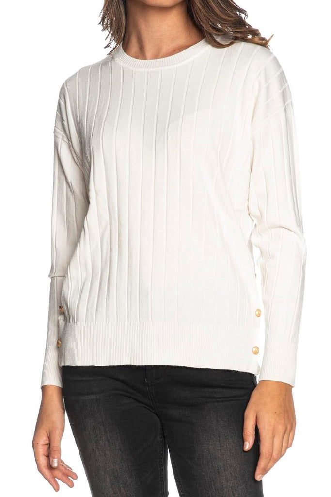 YES ZEE MAGLIA DONNA GIROCOLLO, SPACCHETTI LATERALI