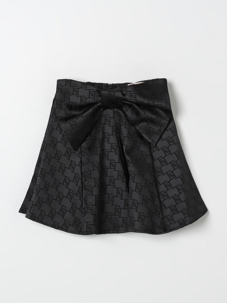 ELISABETTA FRANCHI La Mia Bambina GONNA IN RASO JACQUARD EF CON MAXI FIOCCO NERO