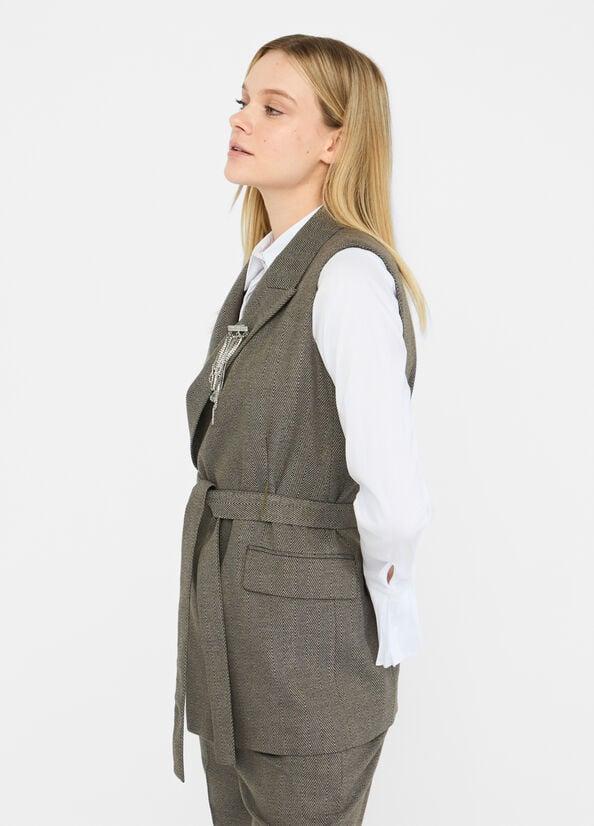 LIU JO GILET CINTURATO C/ ACCESSORIO