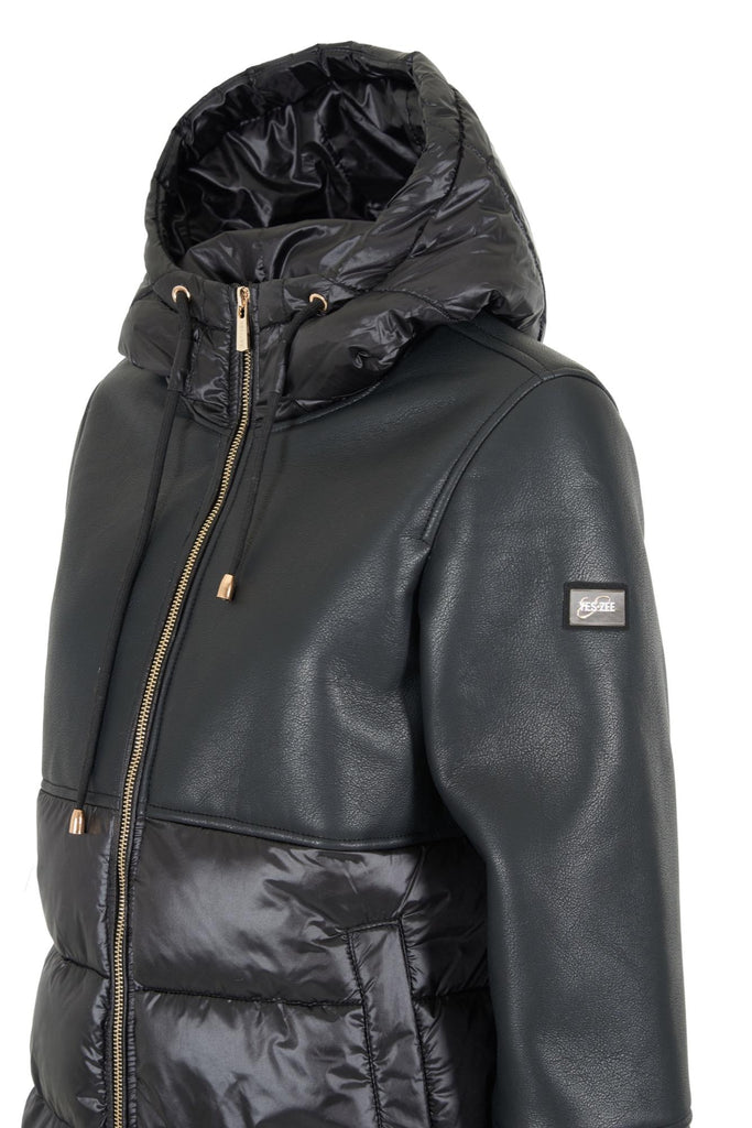 YES ZEE GIUBBINO DONNA PU LEATHER CON INSERTI TRAPUNT.