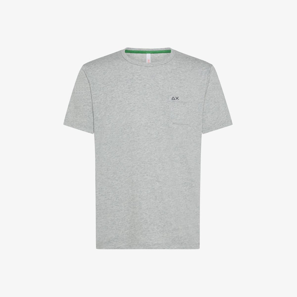 SUN68 T-SHIRT ROUND SOLID POCKET S/S