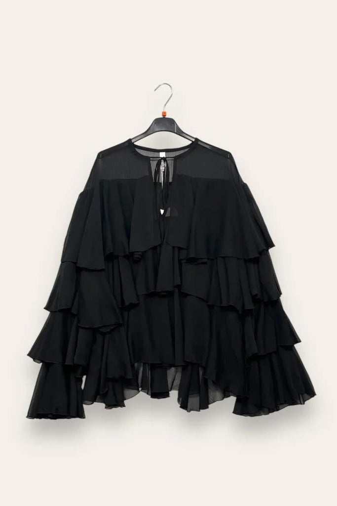 LOVEme Camicia a pipistrello a balze in georgette