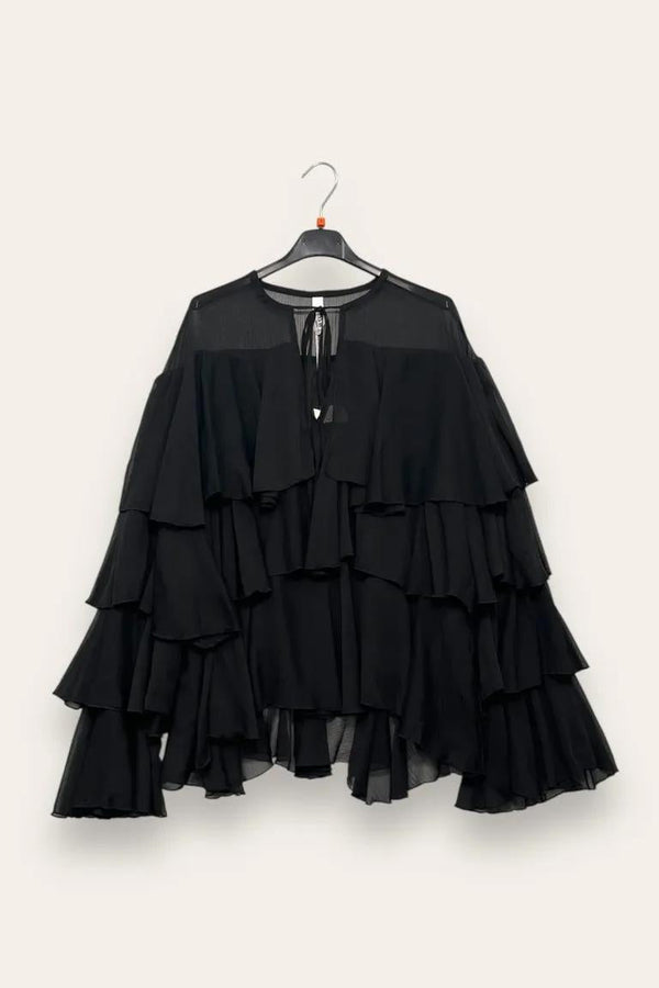 LOVEme Camicia a pipistrello a balze in georgette