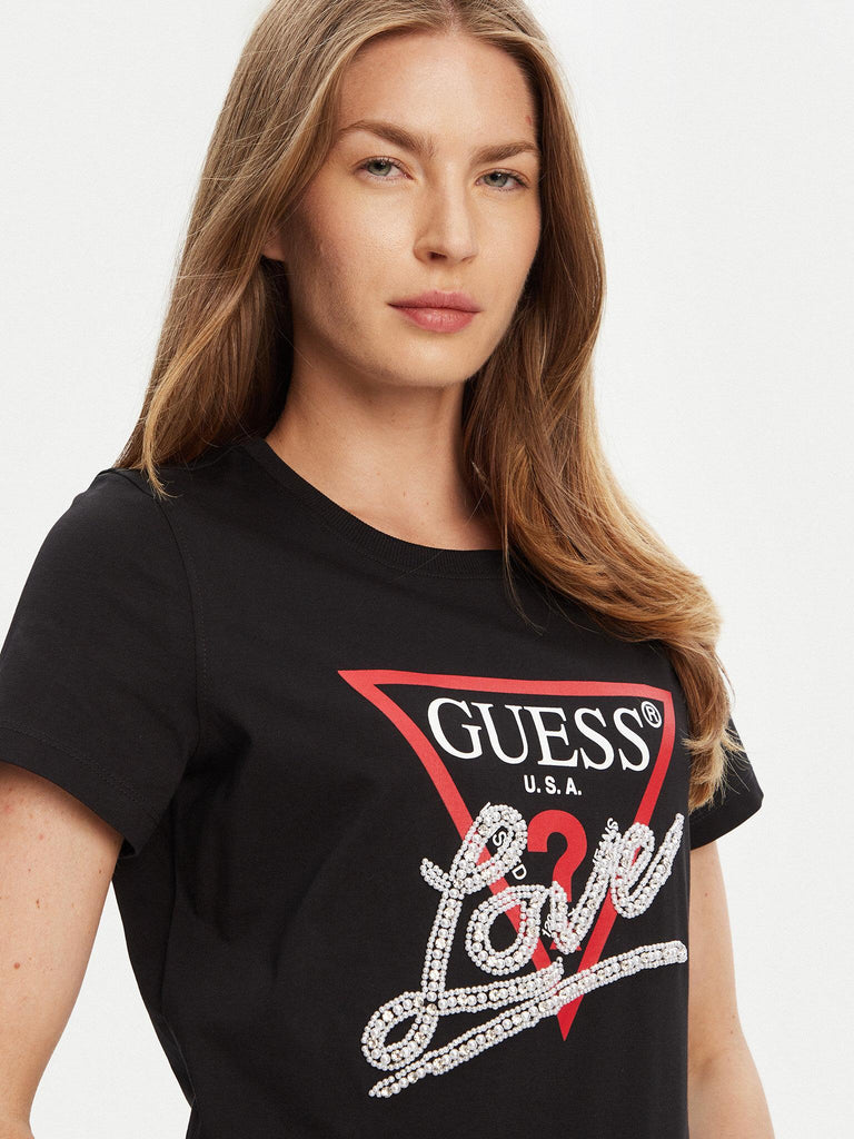 GUESS SS CN PEARLS LOVE TRIANGLE TEE